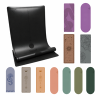 Tapis de yoga en PU antidérapant personnalisé en gros, base en caoutchouc naturel écologique, tapis de yoga en cuir PU extra épais