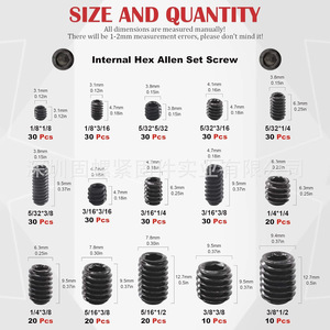 370Pcs 12.9 Grade Internal Hex Socket Cap Screw Set Sae Size Boxed Industrial Strength Alloy Steel Black <b>Oxidation</b> - Product Image 3