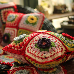 Funda de cojín de flores para sofá, Y-F de 34x34, Bohemia, Vintage, ganchillo, cuadrado, Hippy, decorativo - Product Image 4