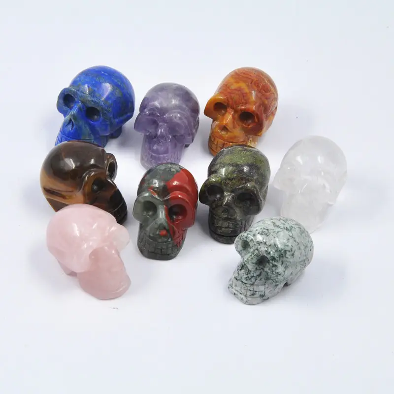Wholesale 1.5inch Natural Healing Gemstone Crystal Carved skulls Gift Crafts