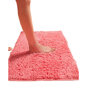 Tapis de sol antidérapant moderne en polyester chenille bouclée pour salle de bain - Product Image 1
