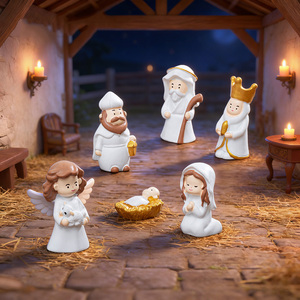 Miniatures écologiques de Noël, figurines en résine représentant la naissance de Jésus, artisanat pour décorations de Noël sur le thème de la croix - Product Image 2