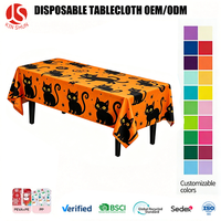 Nappe jetable en PEVA pour fête d'Halloween moderne et joyeuse, motif chat noir, imperméable, pour fête d'enfants