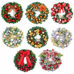 Guirnalda Navideña Transfronteriza para Puerta con Bayas Rojas, Adornos, Lazo y Piñas para Decoración de Ventanas de Hoteles y Centros Comerciales - Product Image 2
