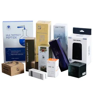 Fabricante de cajas de papel, paquete de impresión personalizado de juguete, electrónica de consumo, cosméticos, paquete plano, caja de embalaje de papel plegable