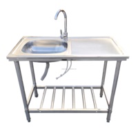 Évier commercial multifonctionnel en acier inoxydable pour restaurant, évier utilitaire extérieur à cuve unique avec revêtement autonettoyant anti-corrosion