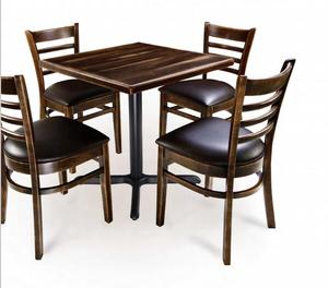 Juego de Mesas y Sillas de Madera Rústica Usada China para Restaurante - Product Image 4