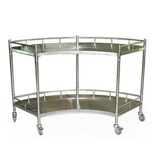 Jinbokang Stainless Steel Fan Shaped Instrument Cart 2 Tier Hospital Trolley Dental Operating <b>Table</b> Workbench - Product Image 2