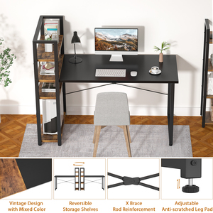 Escritorio <span class=keywords><strong>de</strong></span> Computadora Multifuncional Convertible y Ajustable Comfuri CFR-HOF008-39 con Estantería, Superficie <span class=keywords><strong>de</strong></span> Madera y Construcción Metálica - Product Image 3