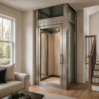 Ascenseur domestique sans gaine, compact, gain de place, monte-escalier résidentiel, cadre en acier, porte vitrée, pour 2-3 personnes, ascenseur de villa