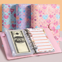 Carnet A6 en cuir PU avec motif cœur, classeur à feuilles mobiles pour budget et économies, portefeuille avec fermeture éclair et enveloppes pour espèces, pour le défi d'épargne