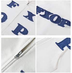 Sudadera con Capucha Extra Grande, Transpirable, con Letras Bordadas, 100% Algodón de Alta Calidad del Fabricante, 420 g/m², con Cierre y Estilo Desgastado - Product Image 6