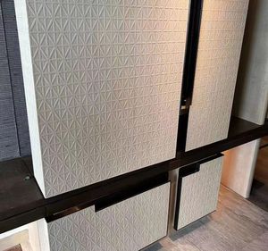 2024 carte da parati in vera impiallacciatura di legno naturale di nuova 100% di lusso 3D Geometry Collage Design vendita calda materiale PVC insonorizzato pannelli da parete - Product Image 4