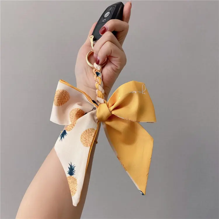 Fashion Silk Ribbon Bag Pendant Keychain Handbag Decor Scarf Keychains for Purse Tote Bag Handbag