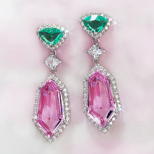 Orecchini Pendenti Lunghi in Cristallo Rosa per Donne, Accessori di Moda Eleganti e Minimalisti per Uso Quotidiano - Product Image 5
