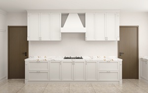 White Shaker Style Solid Wood with Lacquer Classical Kitchen Cabinets with Island with Mable - Product Image 3