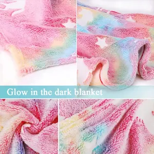 Rainbow Luminous Unicorn Blanket Baby Glow In The Dark Blanket Flannel Glow Blanket