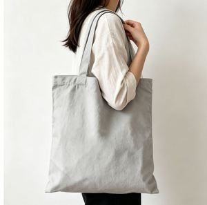 Reusable Eco-Friendly <b>Canvas</b> <b>Tote</b> Bag with Zipper Closure and Custom Logo for Grocery Shopping - Product Image 1