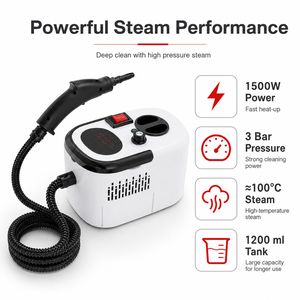 เครื่องทำความสะอาดไอน้ำแบบพกพา 1500W แรงดันสูง ถังน้ำ 1200 มล. สำหรับบ้าน รถยนต์ ห้องครัว รับผลิตแบบ OEM ODM - Product Image 4