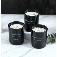 Bougie d'aromathérapie semi-artisanale en verre noir brillant avec nœud papillon, boîte cadeau romantique, livraison directe transfrontalière directe usine