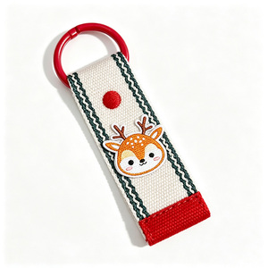 Colorful Nylon Woven Keychain Canvas Keychain Embroidery Piece Keychain With Durable Metal <b>Ring</b> - Product Image 5