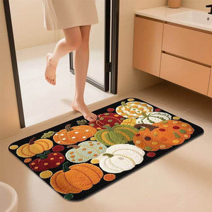 Tapis de bain Yi Yang Pumpkin en terre de diatomée, antidérapant, absorbant l'eau, pour salle de bain, entrée, décoration d'automne - Product Image 2