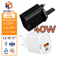 Bloc d'alimentation USB-C universel UE 2 40W à 2 ports, charge rapide QC4.0 PD, adaptateur secteur pour appareil photo, écouteurs, prise UE/UK, chargeur mural