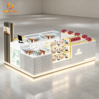 Kiosque à parfums haut de gamme, verre trempé, LED, idées de design d'intérieur pour boutique de cosmétiques, aménagement de magasin de parfums