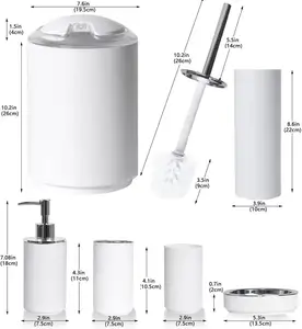 Elfenbeinfarbenes weißes BadBadzubehör-Set Kunststoff-Seifenspender, Zahnbürstenhalter, Seifenschale-Badezimmer-Set