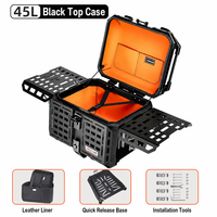 LDQ LDQ233 45L Top Case Moto en Aluminium Double Verrouillage Design Mecha Noir Boîte Arrière Antichoc Anti-Poussière pour Aventure