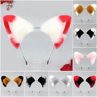 Serre-tête en peluche fait main avec oreilles d'animaux, style Lolita, oreilles de chat et de renard, pince à cheveux pour cosplay