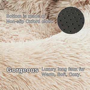 Paw Shape <span class=keywords><strong>Calming</strong></span> Pet Bed, Plush Faux Fur Donut Bed, Lavável à máquina, fundo antiderrapante, cinza - Product Image 2