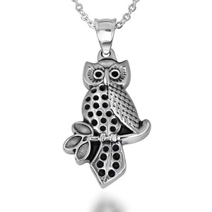 Colgante de búho elegante de acero inoxidable con temática animal para hombres y mujeres, regalo, joyería SP616 - Product Image 1