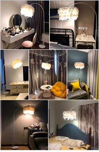 Lampe <span class=keywords><strong>sur</strong></span> <span class=keywords><strong>pied</strong></span> simple, créative et moderne en fer E27 avec plumes jaunes pour salon, chambre à coucher, chevet, veilleuse - Product Image 6