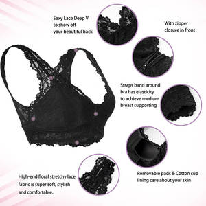 Commercio all'ingrosso Della Chiusura Lampo <span class=keywords><strong>Senza</strong></span> Fili <span class=keywords><strong>Reggiseno</strong></span> di Pizzo Delle Donne Floreale Sexy Del Merletto Bralette Top Crop - Product Image 6