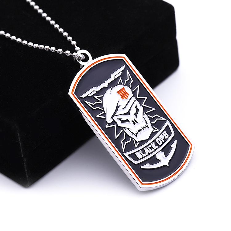 Placa de identificación de perro de esmalte suave sobre plata