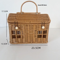 Nouveauté en promotion : adorable boîte à bonbons en forme de maison, écologique, pour la décoration de la maison, panier de rangement en plastique tressé avec poignée pour les enfants, idéal pour les fêtes
