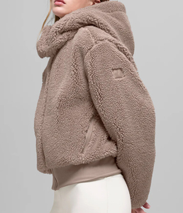 Veste zippée à col montant en polaire Sherpa Foxy, écologique, coupe-vent, automne-hiver, streetwear décontracté pour femmes, courte, unie - Product Image 1