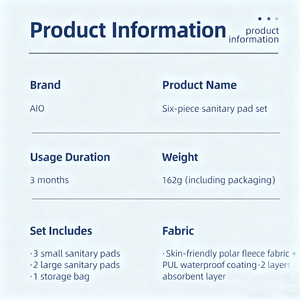 AIO 6 pièces Serviette hygiénique réutilisable <span class=keywords><strong>pour</strong></span> femmes, serviette d'incontinence, ensemble de serviettes hygiéniques en polaire polaire, serviette hygiénique <span class=keywords><strong>pour</strong></span> tous les âges - Product Image 5