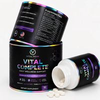 Étiquettes personnalisées pour bouteilles de compléments alimentaires et de médicaments, autocollants adhésifs, logo, vinyle imperméable PP, impression d'emballages de compléments alimentaires