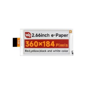Pantalla E-Paper (G) de 2.66 pulgadas, 360x184, Rojo/Amarillo/Negro/Blanco, Comunicación SPI - Product Image 1