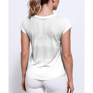 T-shirts pour femmes à col en V, manches courtes, en tissu slub fluido-brûlé, décontractés et sportifs, lot multi-couleurs - Product Image 3