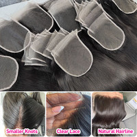 Venta al por mayor de fábrica: Cierres de cabello liso sedoso 13*4 13*6, encaje HD fino, cierres transparentes súper HD, tamaños 4x4 5x5 6x6