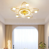 Nouveau ventilateur de plafond moderne en métal sans pales avec lumière, 5 pales, 52 pouces, moteur DC, montage encastré, télécommande, LED, pour salle de bain