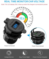 Adaptateur de voiture standard d'origine double QC3.0 Ports USB chargeur de voiture rapide avec voltmètre numérique à LED