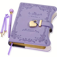 Carnet de notes élégant en similicuir floral avec reliure cousue, couverture rigide 15x20cm, avec serrure et clé NAB20, sans stylo ni marque-page, idéal pour cadeau, vente en gros