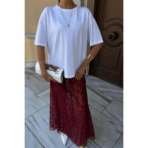 Jupe longue élégante en dentelle pour femme 4047, taille naturelle, en mousseline de soie fluide et douce, idéale pour le quotidien - Product Image 6