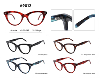 A9012 Lunettes de vue rétro œil de chat en acétate, montures optiques personnalisables avec logo pour femmes