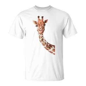 Camiseta con dibujo de animales del zoológico Curious Giraffe, unisex, para adultos, color blanco - Product Image 1