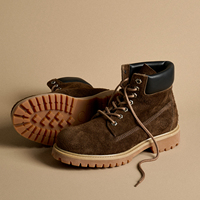 Bottes Martin pour hommes en gros, en cuir suédé véritable, faites à la main, noires, à plateforme rehaussante, semelle en caoutchouc, OEM, sur mesure, directement de l'usine